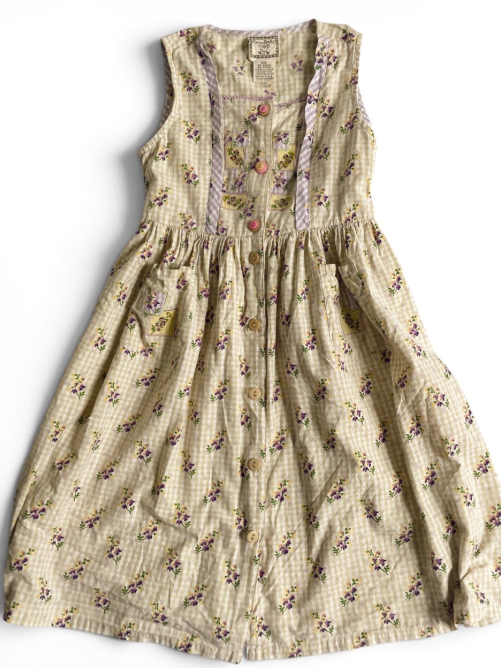 VINTAGE CORNELLOKI Dress April Cornell Floral Gingham Dress Skirt Cottagecore